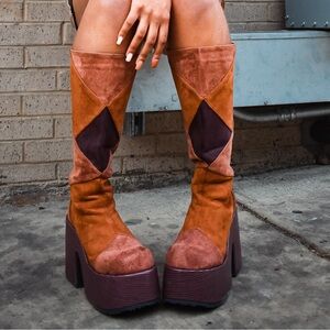 Demonia Brown and Heeled Platform Boots